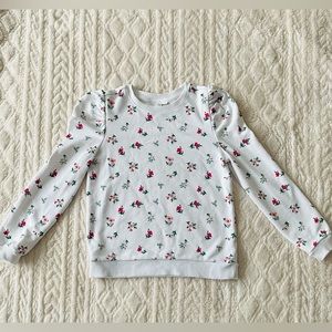 Janie and Jack Girls' White with Floral Print Top, size 12